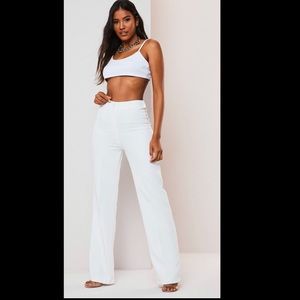 white co ord seam detail straight leg pants
